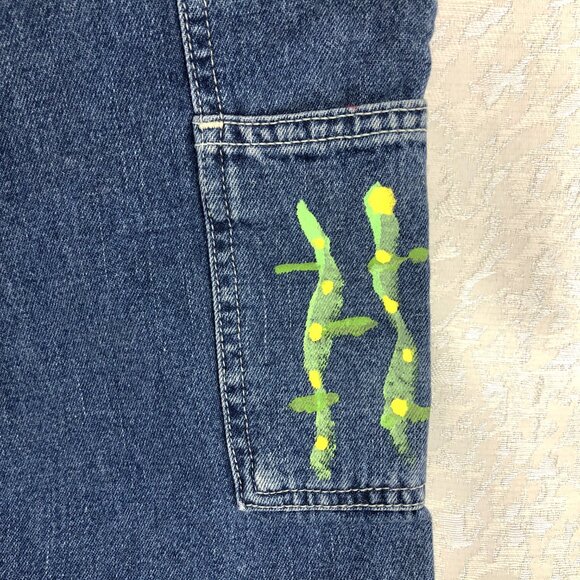Calvin Klein Jeans Vintage Hand-Painted Denim Bib Overalls Size M - Picture 10 of 16